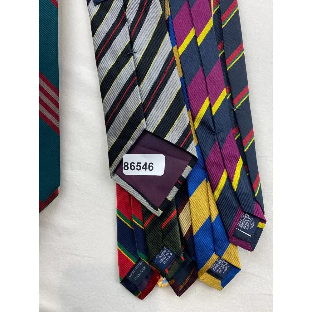 Lot of 18 LANDS END 100% Silk Neckties Rep Striped Equestrian Paisley USA VTG